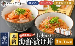 【ふるさと納税】贅沢海の幸！おまかせ 海鮮 漬け丼 3種（6人前）【まぐろ サーモン 旬の魚介】【福井県 海鮮丼 セット ギフト 詰め合わ