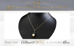 【ふるさと納税】K18 南洋 ゴールデン 真珠 Y チェーン ネックレス (45cm)(飾り付き)