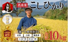 【ふるさと納税】【令和5年産】越前大野産 一等米 帰山農園の棚田育ちコシヒカリ 10kg （5kg×2袋）白米