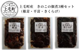 【ふるさと納税】上毛町産　島とうがらしきのこの佃煮3種セット（椎茸・平茸・きくらげ）T06104