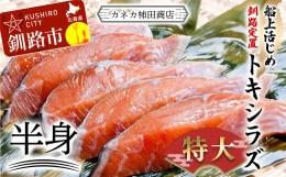 【ふるさと納税】新もの 船上活じめ 釧路 定置 トキシラズ の 半身 ふるさと納税 鮭 サケ 魚 時不知鮭 甘塩 魚介 海産物 F4F-4561