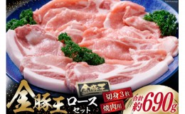 【ふるさと納税】豚肉 金豚王 ロース セット 焼肉用 300g ＆ 切身 130g×3 計690g 冷凍 [かねまる 静岡県 吉田町 22424082] 肉 豚 ぶた 