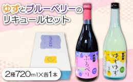 【ふるさと納税】ゆずとブルーベリーのリキュールセット【ゆずゆず ぶるべり 720ml 各1本 酒 混成酒 リキュール ストレート ロック ソー