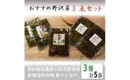 【ふるさと納税】くるまやおすすめ野沢菜5点セット＜ 漬物 野沢菜漬け 惣菜 お土産 信州 長野 ＞【1112564】