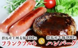 【ふるさと納税】 上州麦豚 フランクフルト(7本)＆王様のハンバーグ(150g×2) セット フランクフルト ハンバーグ ブランド豚 銘柄豚 豚 