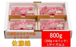 【ふるさと納税】さくらんぼ（佐藤錦）８００ｇ（２００ｇ×４パック）フードパック入り　Ｌサイズ以上　ご家庭用　0011-2401