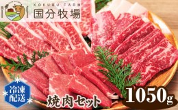 【ふるさと納税】【焼肉用1050g】国分牧場　焼肉セット 【  お任せ 三角バラ トモサンカク 上カルビ バラカルビ イチボ シンタマ ウチモ