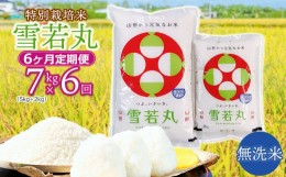 【ふるさと納税】【令和6年産先行予約】 特別栽培米雪若丸 無洗米 7kg (5kg+2kg) ×6ヶ月【定期便】 山形県鶴岡産　鶴岡協同ファーム