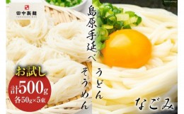 【ふるさと納税】田中製麺 島原手延べそうめん & うどん 「なごみ」 お試し セット 各50g×5束 計500g 食べ比べ 麺 素麺 乾麺 / 合同会社