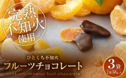 【ふるさと納税】ひとくち 不知火 フルーツ チョコレート 3袋（1袋×58g入） ドライフルーツ