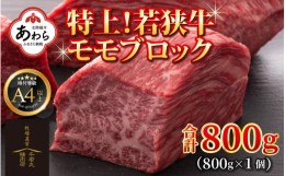 【ふるさと納税】若狭牛 特上モモブロック 800g《発送直前にカットで新鮮！》／ 国産 牛肉 ブランド牛 ギフト 角切り肉 カット肉 ステー