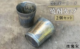 【ふるさと納税】黒金彩 焼酎 カップ 2個 セット [ 唐津焼 ] 雅樂窯 [ASE005]