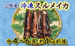 【ふるさと納税】冷凍スルメイカ中4〜６本（約1kg前後）鮮度そのまま！使い勝手抜群！ いか イカ イカ刺身 いかめし イカ焼き いか塩辛