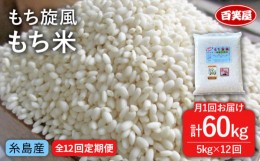 【ふるさと納税】【 全12回 定期便 】もち 旋風 もち米 5kg 《糸島》【百笑屋】 [ABF037] 米 お米 白米 糯米 餅 定期便