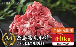 【ふるさと納税】【全6回定期便】糸島黒毛和牛 バラ 肉 こま切れ 1kg × 6回 (牛丼 / 肉じゃが 用)《糸島》【糸島ミートデリ工房】 [ACA1