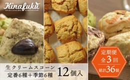 【ふるさと納税】【全3回定期便】定番 ＆ 季節 の スコーン 12個セット   糸島市 / スコーン専門店キナフク 焼き菓子 焼菓子 洋菓子 スイ