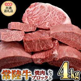 【ふるさと納税】【 常陸牛 】  焼肉 ブロックセット合計 4kg（茨城県 共通返礼品 製造地：守谷市）  国産 焼き肉 牛肉 やきにく ブラン