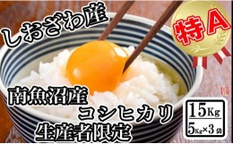 【ふるさと納税】【生産者限定 契約栽培】南魚沼しおざわ産コシヒカリ15kg（５kg×3袋）