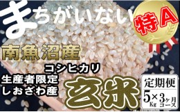 【ふるさと納税】【定期便】玄米 生産者限定 南魚沼しおざわ産コシヒカリ5Kg×3ヶ月