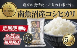 【ふるさと納税】ES26 【定期便】新潟県 南魚沼産 コシヒカリ お米 5kg×計6回 精米済み 半年 毎月発送 （お米の美味しい炊き方ガイド付