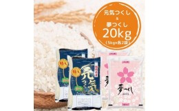 【ふるさと納税】【令和5年産】福岡県産米食べ比べ＜白米＞セット「夢つくし」と「元気つくし」2種類 計20kg入り