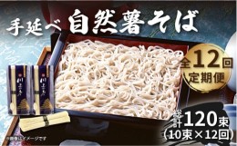 【ふるさと納税】【定期便 12回】手延べ自然薯そば 500g（250g×2）/ そば 蕎麦 麺 / 南島原市 / 川上製麺 [SCM059]