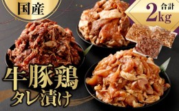 【ふるさと納税】国産 牛 豚 鶏 タレ漬け 計2kg 牛肉 豚肉 鶏肉 お肉