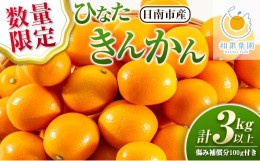 【ふるさと納税】数量限定 ひなたきんかん 計3kg以上 傷み補償分100g付き フルーツ 果物 柑橘 金柑 みかん オレンジ 人気 おすすめ おす