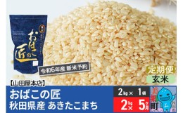 【ふるさと納税】【玄米】＜令和6年産 新米予約＞《定期便5ヶ月》おばこの匠 秋田県産あきたこまち 2kg×5回 計10kg 5か月 5ヵ月 5カ月 5