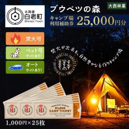 【ふるさと納税】キャンプ場 利用補助券 ブウベツの森 北海道 白老町 （25,000円分）