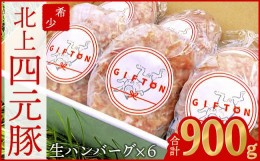 【ふるさと納税】【GIFTON】岩手・北上産四元豚 生ハンバーグ 150ｇ×6個 900g 