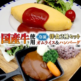 【ふるさと納税】国産牛使用 こだわり 冷凍 洋食 2種セット オムライス 2食 ハンバーグ 2個 洋食 究極 本格 ビーフシチュー デミグラス 