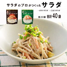 【ふるさと納税】サラダのプロがつくった サラダ 2種類 セット 40袋 個包装 ポテトサラダ ごぼうサラダ レトルト パウチ お惣菜 おかず