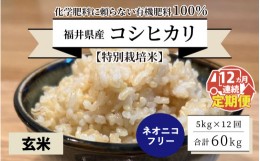 【ふるさと納税】【先行予約】【令和6年産・新米】【12ヶ月連続お届け】【特別栽培米】福井県産 コシヒカリ 5kg 〜化学肥料にたよらない