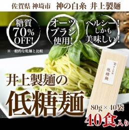 【ふるさと納税】低糖麺 40入 【九州 佐賀県 名産品 神埼めん 糖質70％OFF 低糖質麺 糖質制限の方 ダイエットにおすすめ】(H057108)