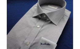 【ふるさと納税】オーダーワイシャツ　-「オリジナルネーム入り」 川西町産貝ボタンを使用 -【生地：ノーアイロン】OT　ドットver．（高