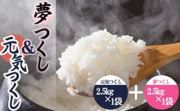 【ふるさと納税】果物屋さんが選んだ米食べ比べ「夢つくし&元気つくし」2.5kg×2袋 4A26