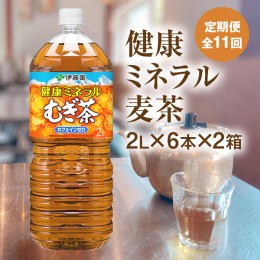 【ふるさと納税】『定期便：全11回』健康ミネラルむぎ茶2L×6本×2箱【500023】