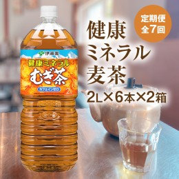 【ふるさと納税】『定期便：全7回』健康ミネラルむぎ茶2L×6本×2箱【500019】