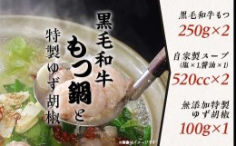 【ふるさと納税】黒毛和牛もつ鍋と特製ゆず胡椒セット【 国産 スープ 脂 おかず 冷凍 人気 お取り寄せ モツ鍋 柚子 茨城県下妻市 】