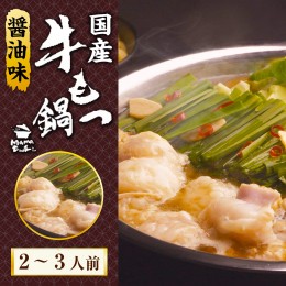 【ふるさと納税】国産牛もつ鍋2〜3人前(醤油味)　EZ018