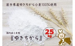 【ふるさと納税】パン作りにオススメ！ゆきちから25kg　岩手県産ゆきちから100％の自慢の国産強力粉