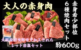 【ふるさと納税】No.738 厳選赤身牛焼肉セット6種　約600gヒマラヤレッド岩塩セット ／ お肉 厳選 希少部位 大阪府