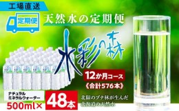 【ふるさと納税】【定期便 12カ月】黒松内銘水 水彩の森 500ml×48本（2箱）北海道 ミネラルウォーター