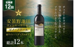 【ふるさと納税】12回 定期便 赤ワイン サッポロ グランポレール 安曇野池田ヴィンヤード「ピノ・ノワール」750ml 総計12本 [池田町ハー