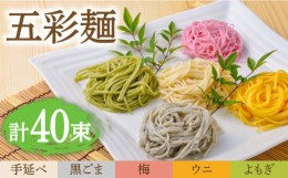 【ふるさと納税】【お中元対象】五彩麺 セット 40束 / そうめん 素麺 黒ごま 梅 うに よもぎ / 麺 乾麺 食べ比べ 詰め合わせ カラフル / 