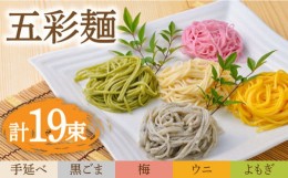 【ふるさと納税】五彩麺 セット 19束 / そうめん 素麺 黒ごま 梅 うに よもぎ / 麺 乾麺 食べ比べ 詰め合わせ カラフル / 南島原市 / の