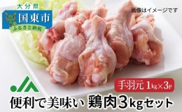 【ふるさと納税】便利で美味い鶏肉3kgセット/手羽元1kg×3P