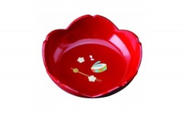 【ふるさと納税】桜型菓子鉢 7寸(21cm) 赤溜 花かがり