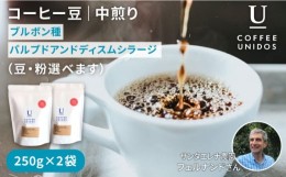 【ふるさと納税】【豆】中深煎り コーヒー 豆 250g × 2袋 （ 豆 ・ 粉 選べます ） エルサルバドル産 サンタエレナ農園 ブルボン種 パル